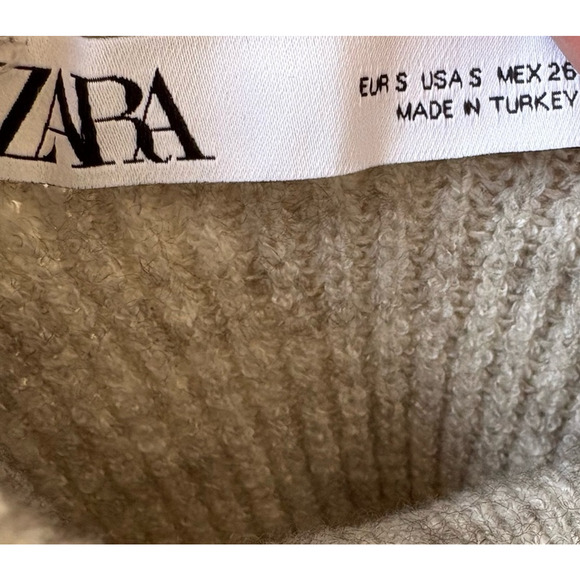 ZARA Gray Slit Sleeve Turtleneck Sweater Size Small | Classic, Minimal, 90s - Picture 5 of 6